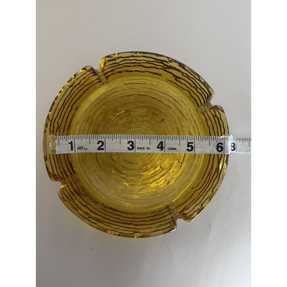 Vintage Anchor‎ Hocking Glass Ashtray Soreno Honey Amber Gold Mid Century 8"